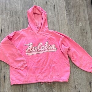 Vintage pink hoodie adjustable at the waist